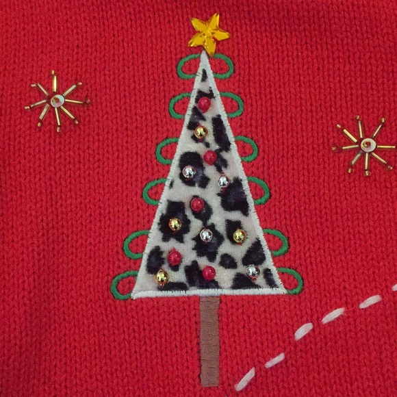 Leopard Print ugly Christmas Sweater medium - Picture 3 of 5